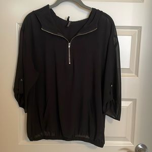 Maurices Sheer see-thru 3/4 sleeve Hoodie Blouse Shirt  Size 0x